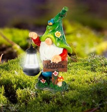 GARDEN STATUE LANTERN GNOME, SOLAR GNOME WITH SOLAR LIGHT , SOLAR GNOME FIGURINE