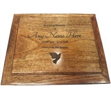 Large Traditional Ledge Urn For Human Ashes Wooden Lasered Cremation Box