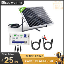 20W 25Watt 12V Mono Solar Panel Kit With Bracket Battery Charger Boat Camping RV