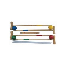 BB-OG173 Garden Croquet Game 4 Wooden Mallets Balls 10 Hooks 2 Pegs By Redwood