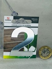 Number 2 Door Chrome Mirror Reflect Numeral 50mm Self Adhesive Sandleford