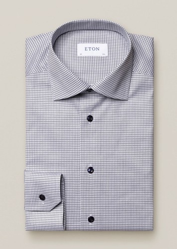 Eton blue micro check - check, stretch