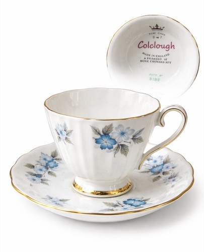 Colclough blue floral teacup - floral, &