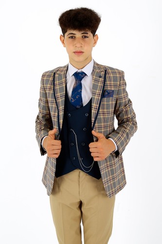 Boys plaid check - check, beige