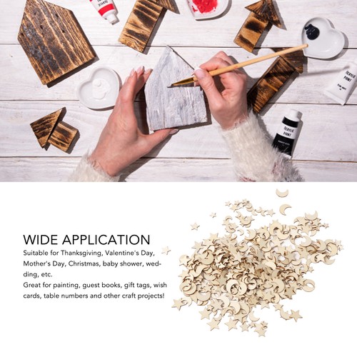 Wood moon star cutout slices - star,