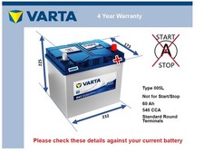 Car Battery D47 Varta 005L