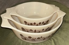 Set of Three 1970s Pyrex Brown