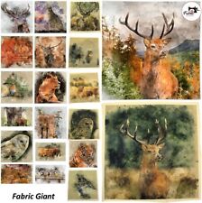 Fabric Panels 100% Quilting Cotton Rich Cushion Bag Linen Look Animal Home Decor