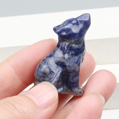 Crystal howling wolf figurines - crystal,