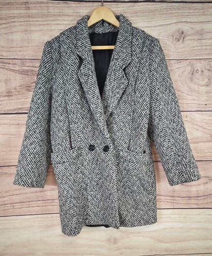 Black white herringbone - black,