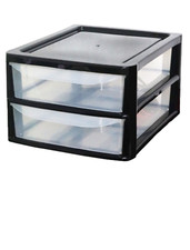 A4 PLASTIC TABLETOP DRAWER | SMALL CLEAR BLACK | DESKTOP ORGANISER HOME SCHOOL