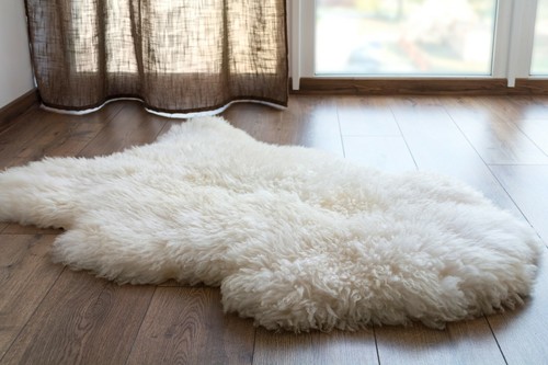 Sheepskin rug genuine - rug, ivory