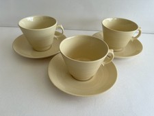 3 VINTAGE WOODS WARE JASMINE CUPS & SAUCERS  UTILITY - GREAT CONDITION