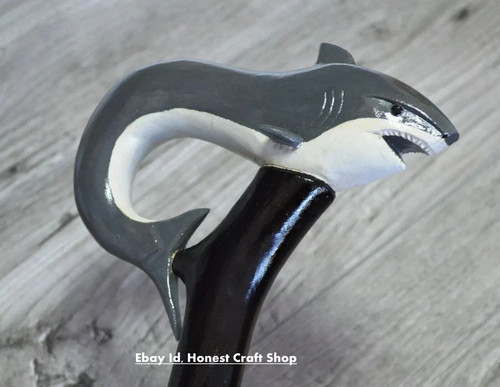 Hand carved wooden shark head - hand,