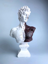 17" Handmade David Statue Marble Bust, Large Renaissance Sculpture Home Decor