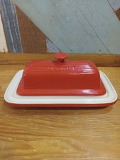 Le Creuset Cerise Red Stoneware Enamel Covered Butter Dish