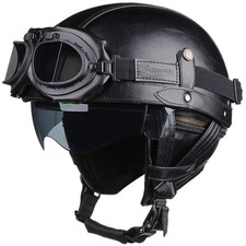 DOT Retro Open Face Half Motorcycle Motorbike Helmet Vintage