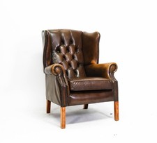 Chesterfield Armchair Wing Chair Kaminsessel Leather Vintage Retro English Top