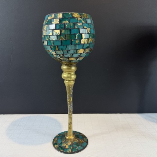 Tall turquoise and gold mosaic