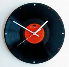 Hand Made Vintage Record Wall Clock 12" White Hands Red Vinyl LP