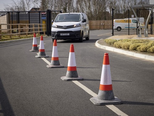 Red one piece traffic - traffic, cones