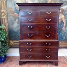 CHEST ON CHEST MAHOGANY  1800 CHIPPENDALE STYLE  FREE SHIPPING MAINLAND ENGLAND