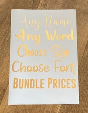 Gold, Champagne Shiny Vinyl Labels, Stickers, Decals, Personalise, Name, 3 Sizes