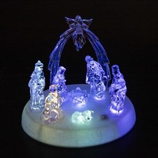 Christmas Novelty LED Light Up Musical Nativity Set Xmas Home Decor Decorations