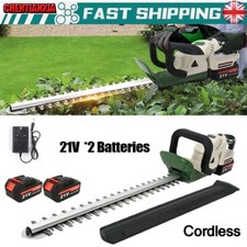 21V Electric Hedge Trimmer Cordless Tree Branch Cutter Tool +2 Battery & Charger