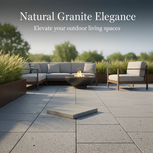 Gray granite paving slab - granite,