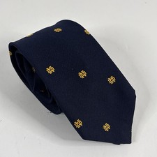 Schreter Vintage University of Notre Dame Necktie Tie Blue Yellow 3 x 54 1/2