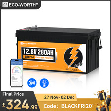 ECO-WORTHY 12V 280Ah LiFePO4 Battery Lithium Low Temperature Bluetooth Motorhome