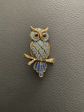 Gold/Blue Coloured Owl Brooch
