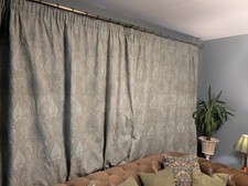 Exquisite Vintage Duck Egg Blue & Champaign Gold Tapestry Baroque  Long Curtains