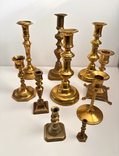 Mixed lot brass candlesticks - lot,