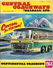 Vintage Central Coachways Walsall Coach Large Travel Brochure Magazine 1964