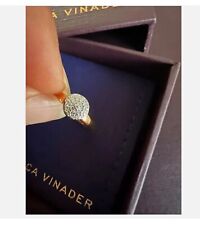 Monica Vinader Rose gold Plated Fiji mini button Diamond Ring Size P BNIB⚘
