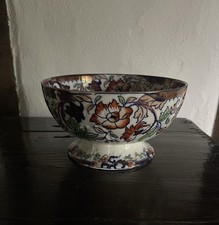 Antique Amherst Japan Ironstone Imari Pattern Pedestal Footed Bowl c1850s