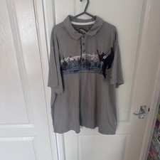 Mantaray Men’s Grey Graphic Print Polo Shirt Size XXXL Short Sleeve