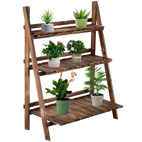 Wooden flower pot - pot, rack