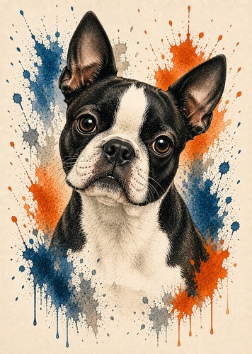 Boston terrier art - art, print