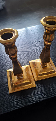 Pair brass candlesticks - pair, of