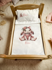 Dolls Pram and Cot Blanket Duvet & Pillow  bedding set personalised dolls name