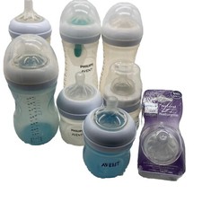 Philips AVENT  7  Natural Baby Bottle w Nipples  4oz/ 9oz anti colic inserts lot