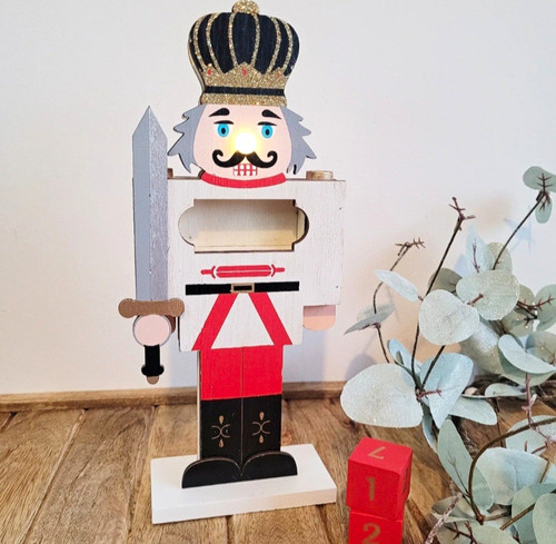 Led wooden nutcracker advent - wooden,