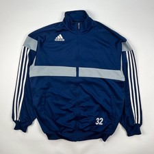 Vintage Adidas Track Jacket Mens Medium Navy Retro Y2K 00s Football Windbreaker