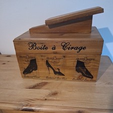 Shoe Care Chest Vtg Wooden