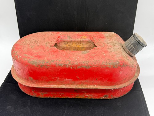 Vintage petrol can red metal - petrol,