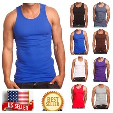 3 Pack Lot S-5XL Tank Top T- Shirt Wife Beater  100% Ribbed A-Shirt Cotton Gym