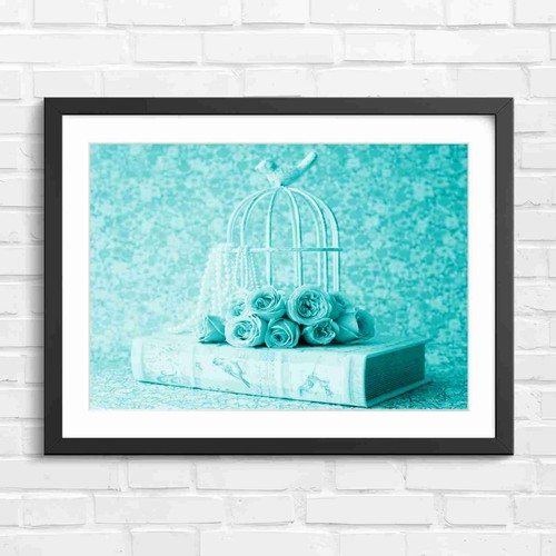 Pink roses and birdcage - pink,